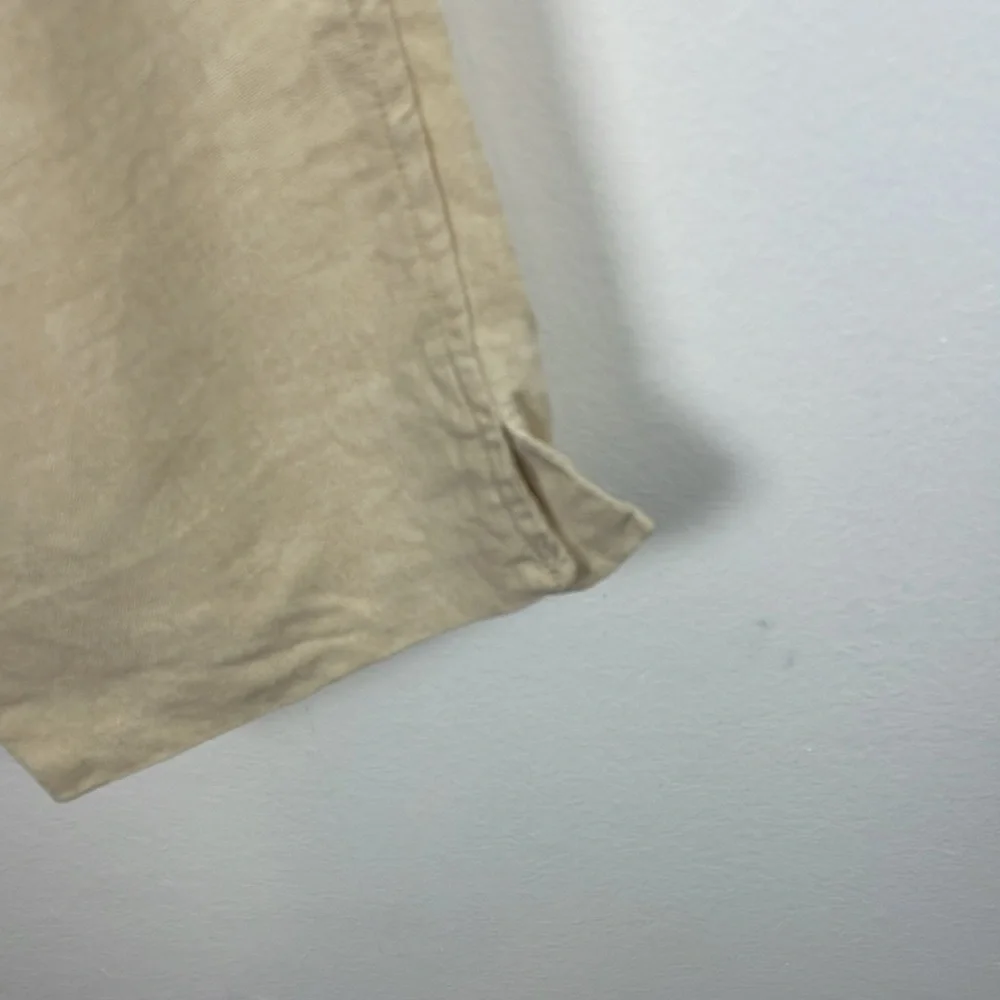Ralph Lauren Linen Pants Womens 10 Cream Straight Leg 2 Pocket Buckle Back Pants - Picture 3 of 8